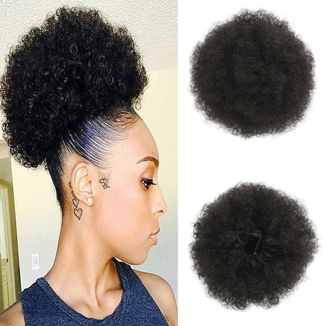 Afro Puff Drawstring Ponytail With Bangs Pineapple Updo