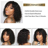 Short Curly Bob Human Hair Wig With Bangs