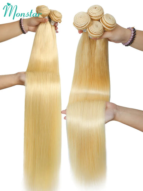 Monstar Blonde Straight Hair Bundles Brazilian Remy