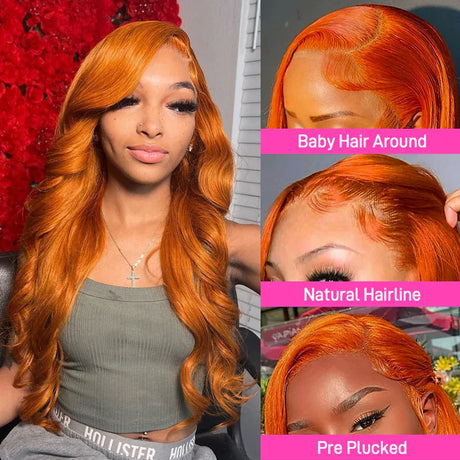 Body Wave Orange Ginger Lace Front Human