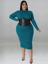 Zipper Dress Tight Ladies Mid Length Leather Woman