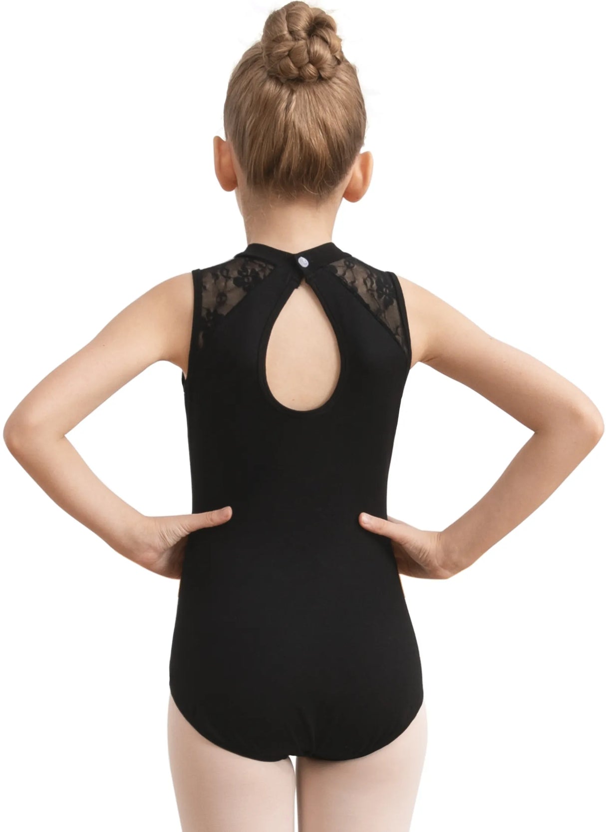 Girls Dance Leotard Lace Neck Dance Wear Top,Back