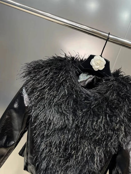 New Autumn Winter Large Lapel Simulated Lamb Fur