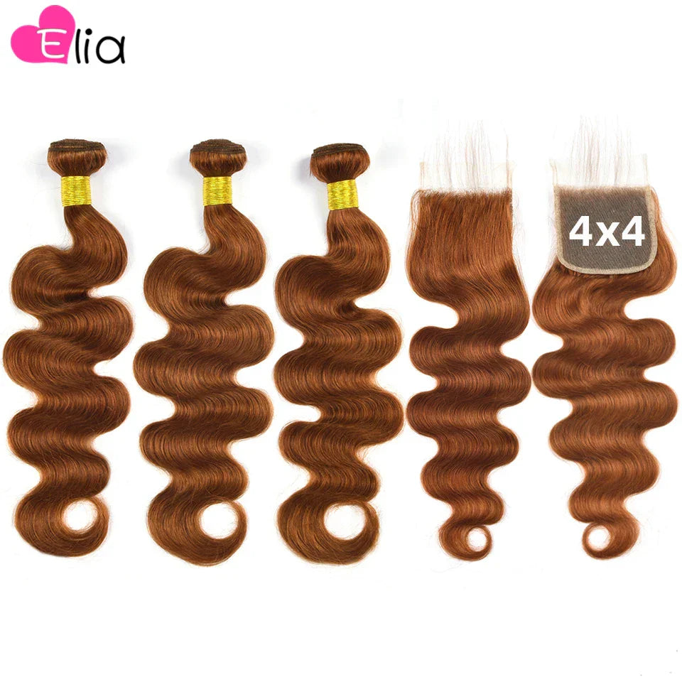 Ginger Bundles With Closure Human Hair Wig Bundles