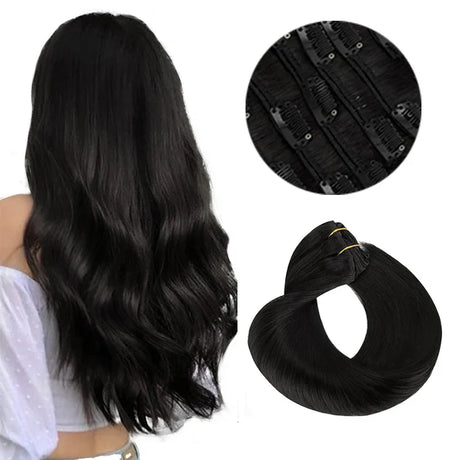 Clip In Human Hair Extensions Straight Natural Light