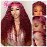 Weargo J Burgundy Curly Lace Wigs Human Hair