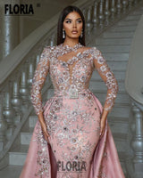 Gorgeous Dubai Mermaid Evening Dress with Floral Lace Appliques