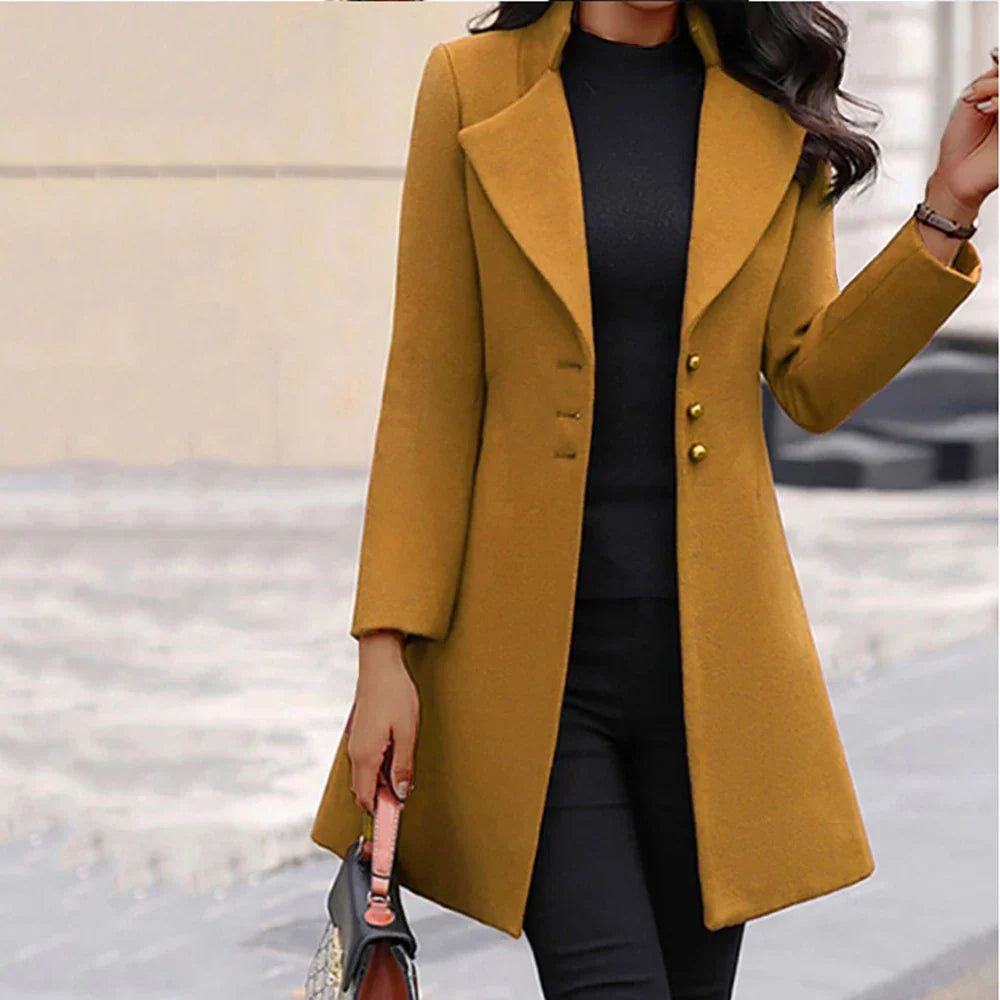 Women' Trench Coat Button Long Jacket Overcoat Winter