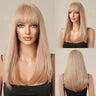 Blonde With Brown Highlight Long Straight Synthetic Wigs