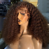 Brown Color Curly 13X4 Hd Lace Frontal Wig