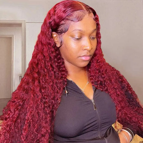 Lace Front Wigs Human Hair J Burgundy