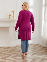 Women Sweaters Side Split Top Knitted Solid Color