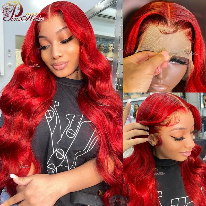 Red Lace Front Wig Human Hair Body Wave