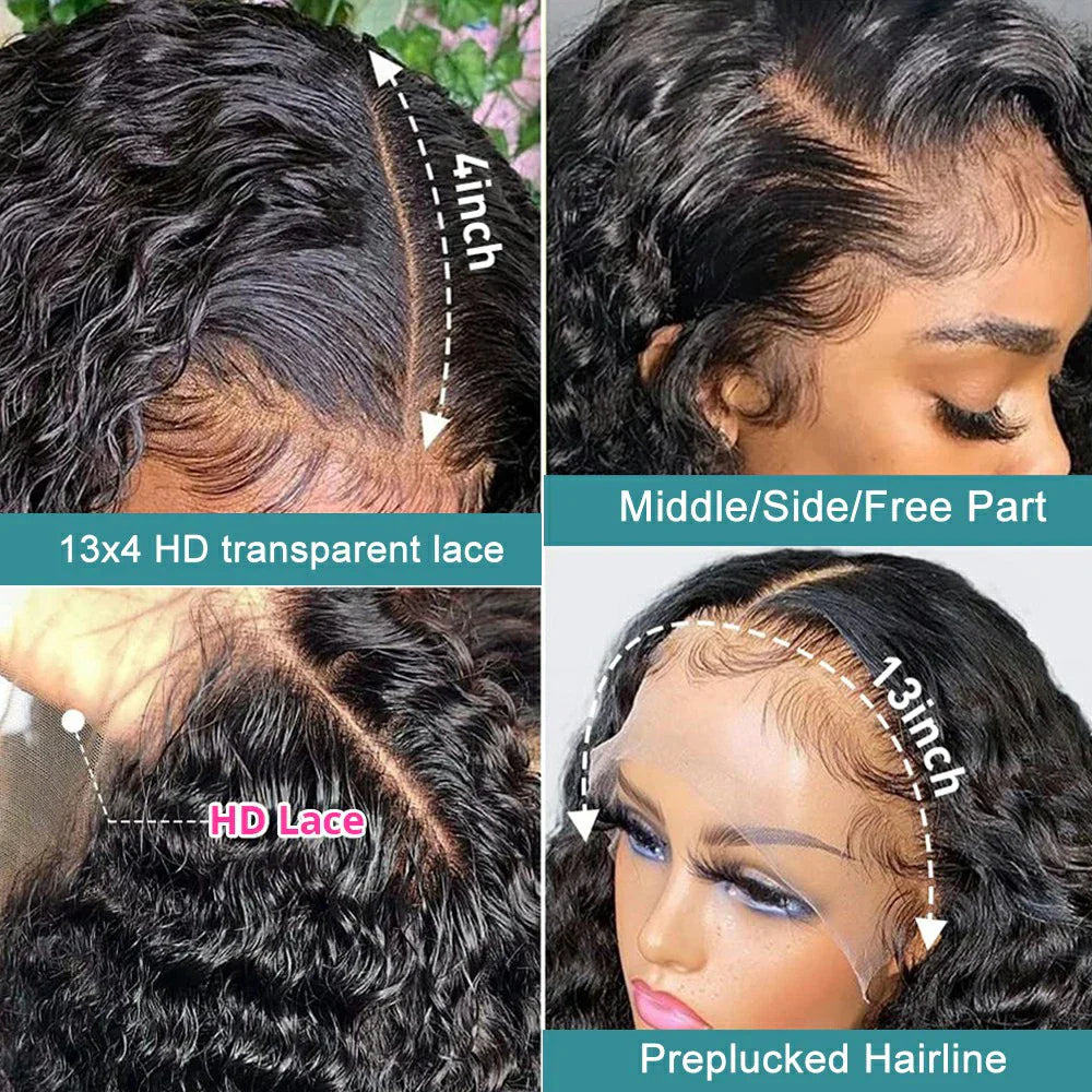 Transparent Remy Deep Wave Lace Front Wig 13X4