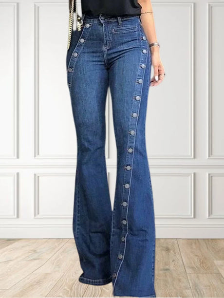 Women High Waist Jeans Vintage Casual Slim Denim