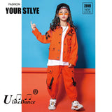 Kids Jazz Costumes Orange Long Sleeve Jacket Pants