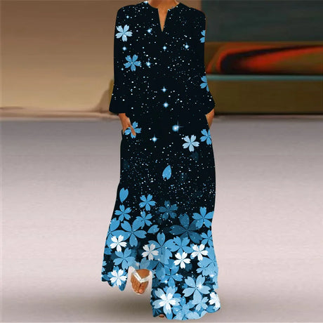 Lady Autumn Winter Long Dress Women Face Print