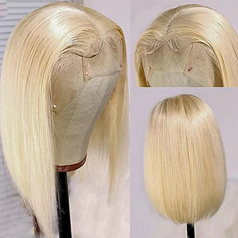 Blonde Bob Wigs Deep Part 13X4 Human Hair