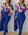 Elegant Print Shirt And Pants Two Piece Sets