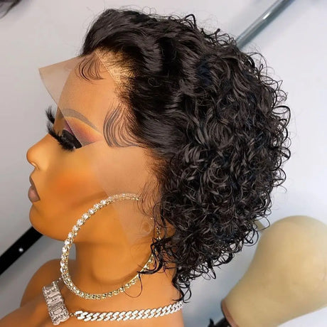 Curly Wigs Short Pixie Cut Human Hair For