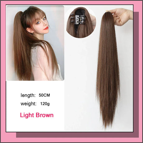 Long Wavy Straight Claw Clip On Ponytail Hair