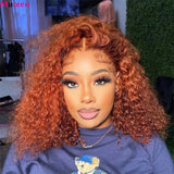 Ginger Orange Bob Wig Glueless Deep Wave Wigs