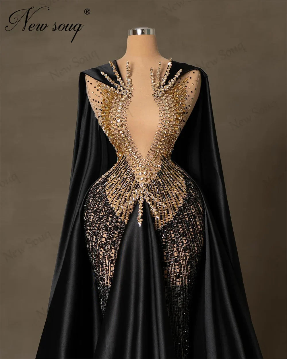 Gorgeous Black Beaded Evening Dresses Turkish Dubai Cape