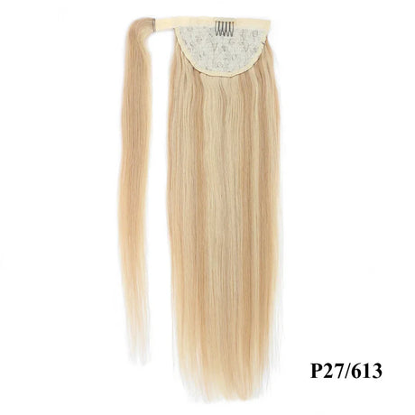 Straight Human Hair Ponytail Wrap Around Horsetail Clips-In