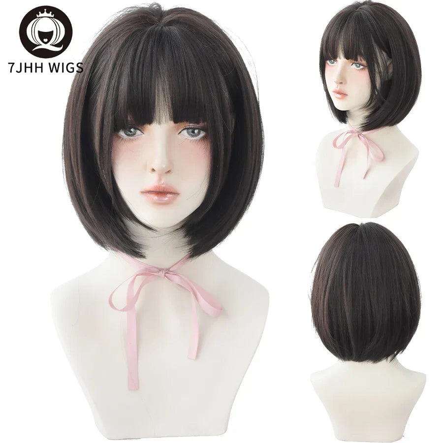 Jhh Wigs Black Short Bob Wig For Girl