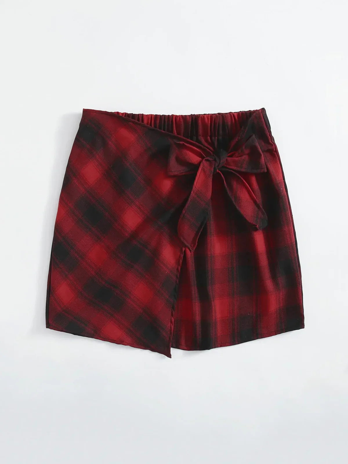Plus Elastic Waist Summer Spring Casual Bandage Plaid