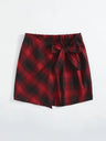 Plus Elastic Waist Summer Spring Casual Bandage Plaid