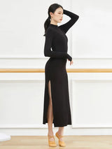 Sexy Side Slit Slim Dance Dress Slim Knitted