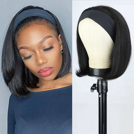 Headband Bob Wig Human Hair Straight Short Bob