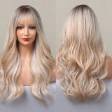 Haircube Long Ombre Brown Black Light Blonde Synthetic