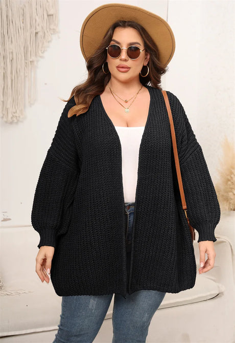 Plus Autumn Winter Midi Knitted Cardigan Women Korean