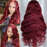 Burgundy J X Body Wave Lace Front Human