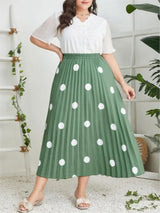 Plus Spring Midi Polka Dot Print Skirt Women