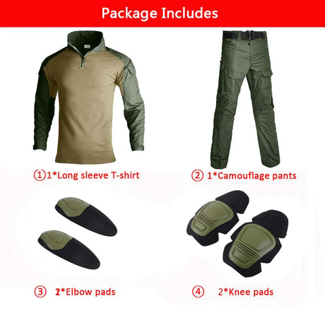 Men' Tactical Suit With Pads Combat Shirt/Pants Military