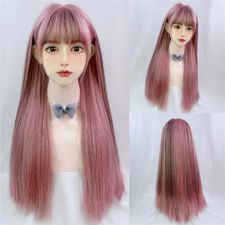 Msiwigs Women Synthetic Lolita Wig Long Straight Ombre