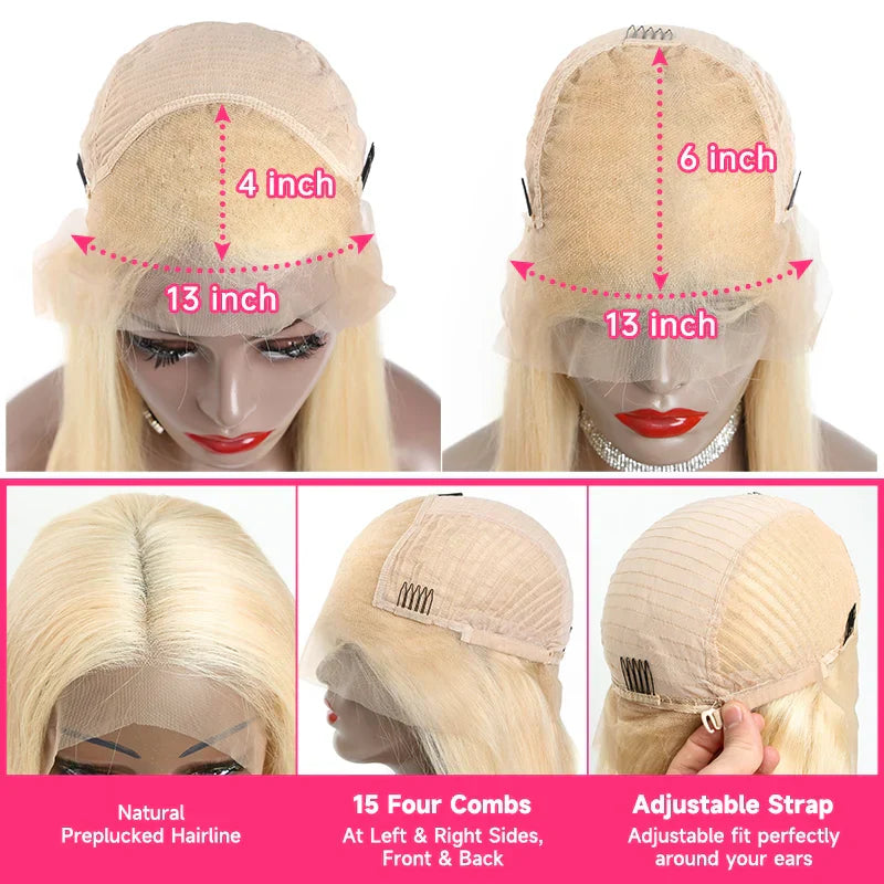 Straight Blonde Lace Front Wig Human Hair 13X4
