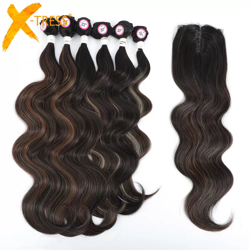 Tress Body Wave Hair Bundles With Middle Part