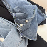 Spring Autumn Clothing Women Drainpipe Jeans Brief Denim