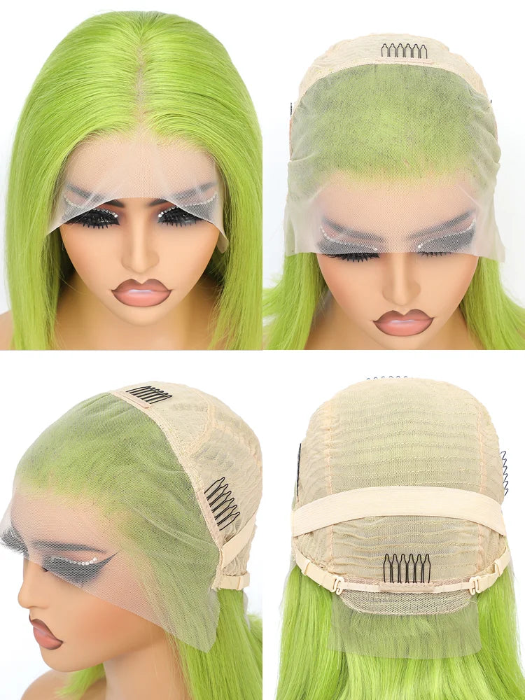 Lime Green Bob Lace Front Wigs Human Hair