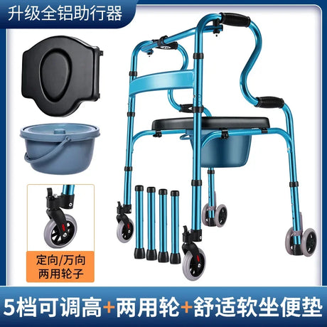 Four-Legged Aluminum Alloy Crutches For Elderly Anti-Skid Mobility