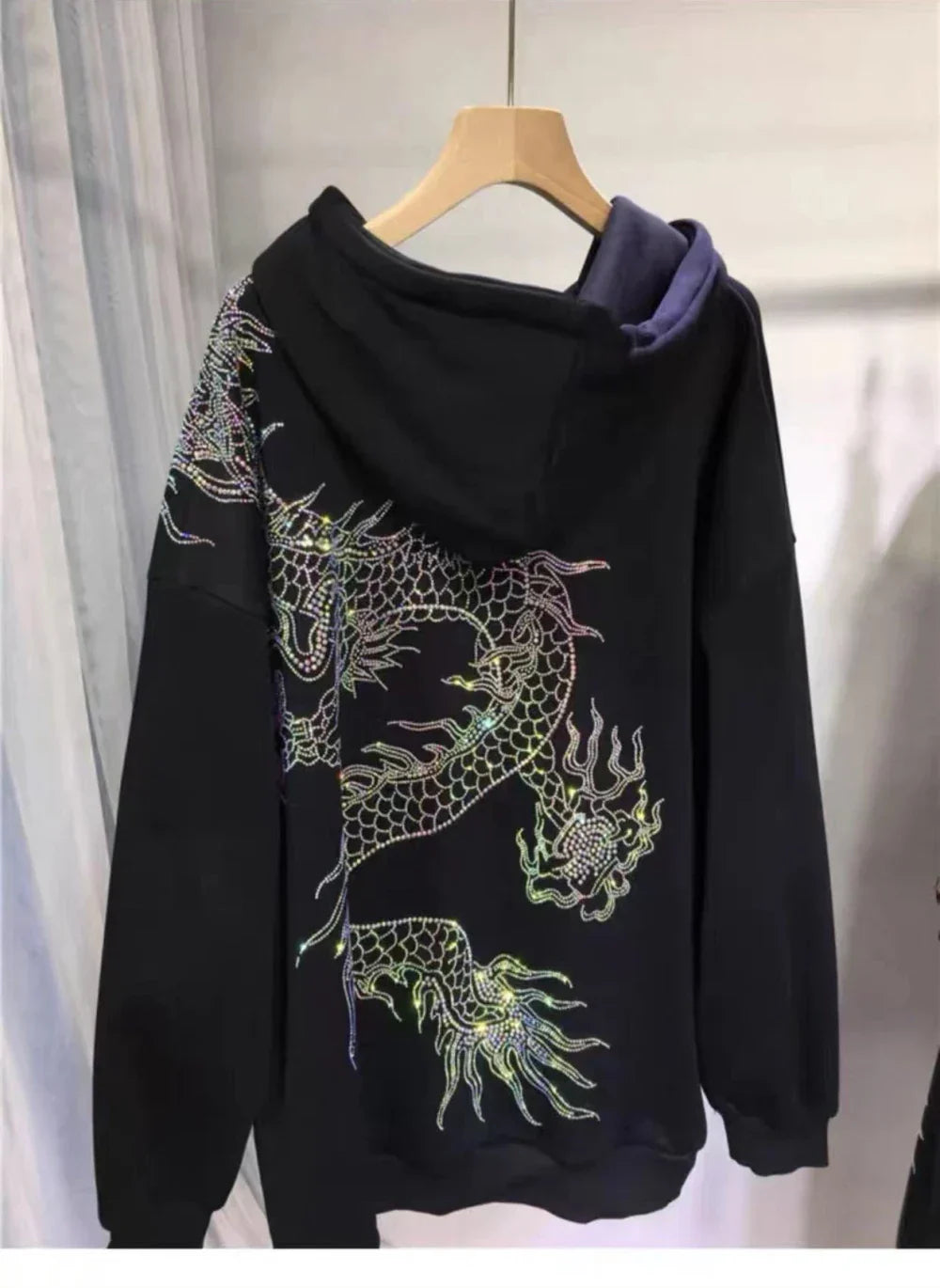 Rhinestone Dragon Brand Women' Hooodies Fleece Thick