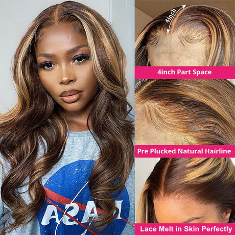 Hd Highlight Wigs Human Hair Body