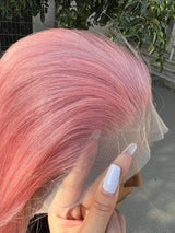 Rose Pink Short Colored Bob Human Hair Wigs
