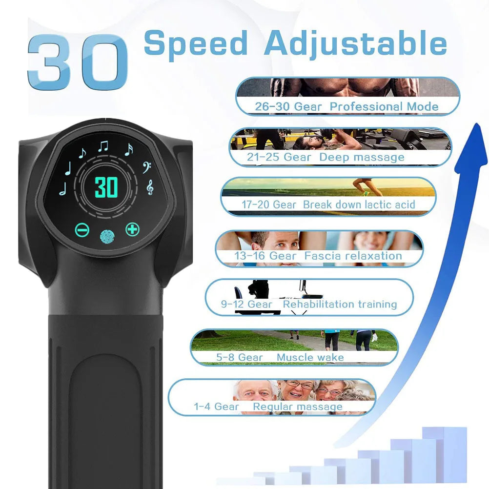 Lcd High Frequency Fascia Gun Massager With