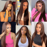 Glueless Chocolate Brown Straight 13X4 Lace Front Human