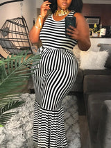 Lw Striped Bodycon Cami Dress Summer Sleeveless Dress